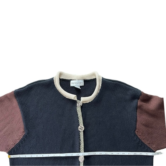 Bloomingdale's 90s Knitted Cardigan Colorblock Size 3X - Picture 6 of 12